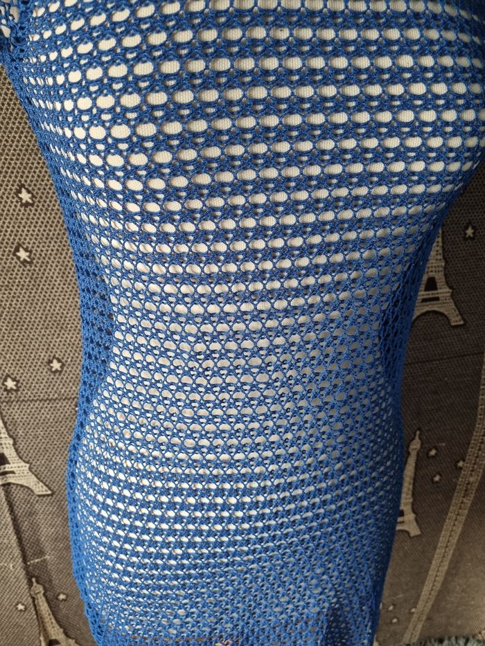 Robe d'été bleu ajouré taille 34-36 - photo numéro 2
