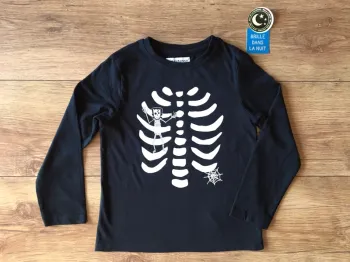 Tee-shirt ML squelette phosphorescent