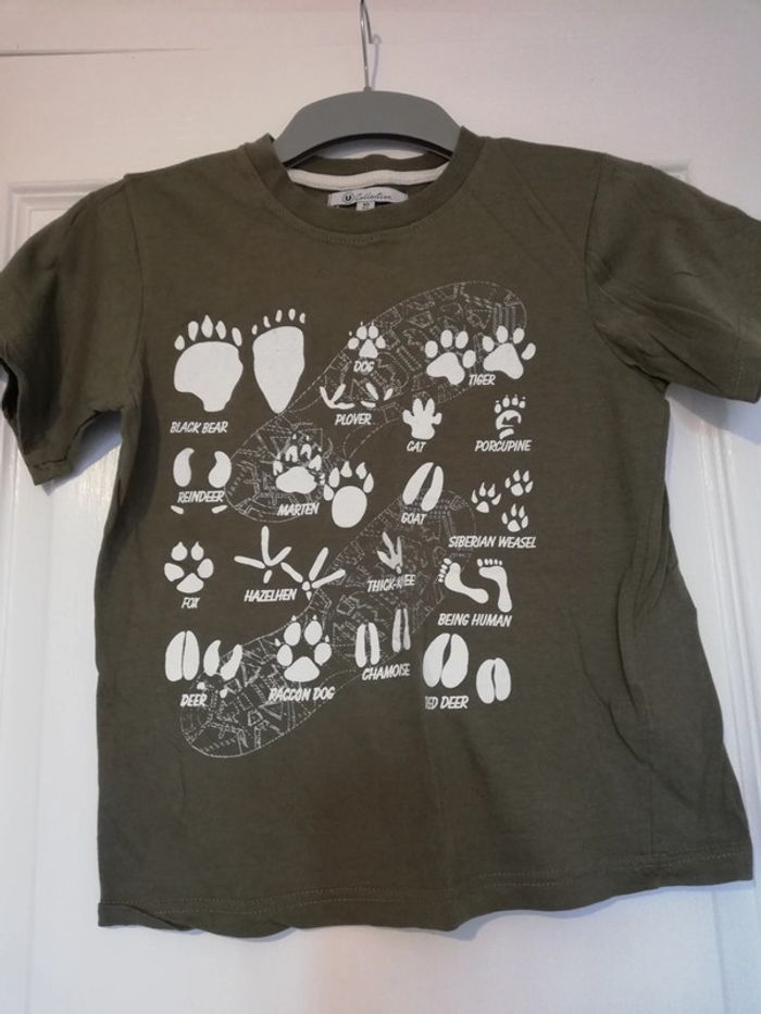 Tee-shirt kaki 10 ans pattes