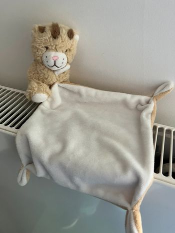 Doudou chat tigre beige tex