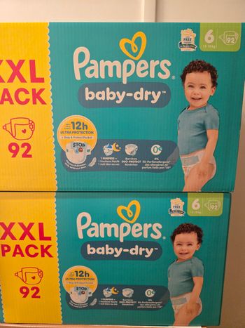 2 cartons couches xxl pampers baby dry taille 6