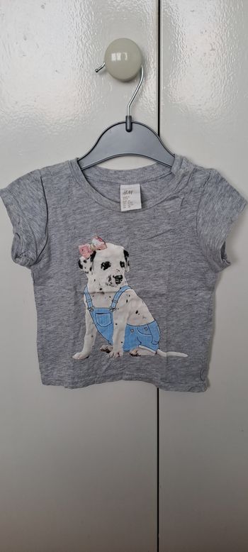 T-shirt bébé chien dalmatien gris