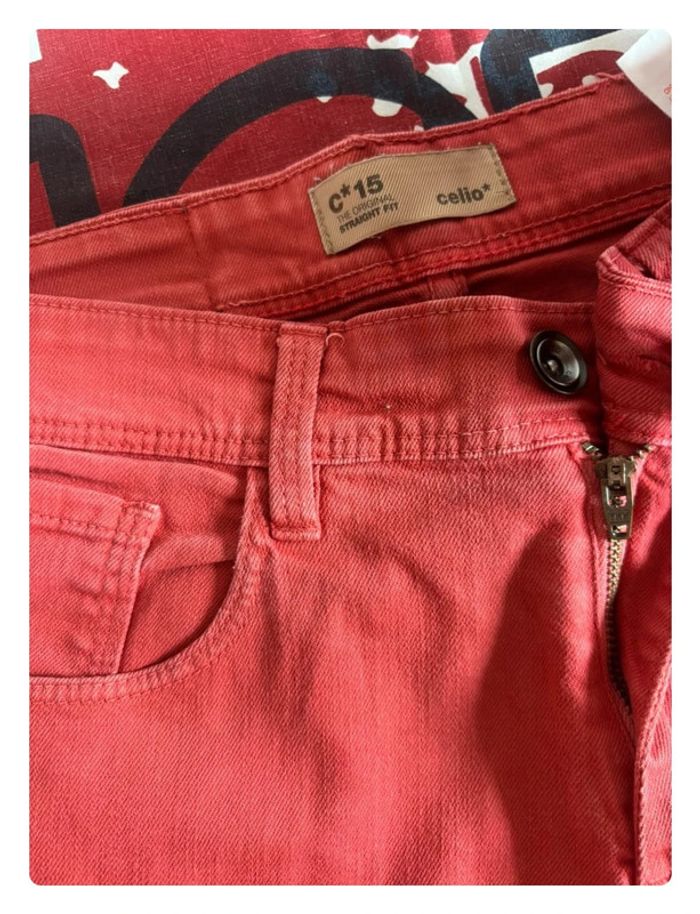 Jeans Celio rouge straight fit taille 38 C15 - photo numéro 10