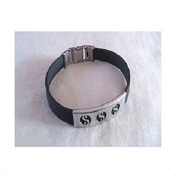 Bracelet Homme Silicone Et Métal Argenté