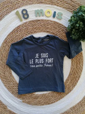 Tee-shirt manches longues à message - Vertbaudet - 18 mois