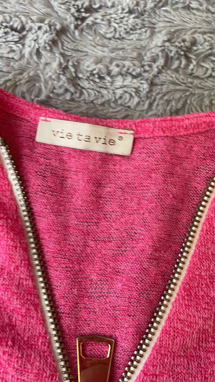 Haut rose zippe devant taille L - photo numéro 2