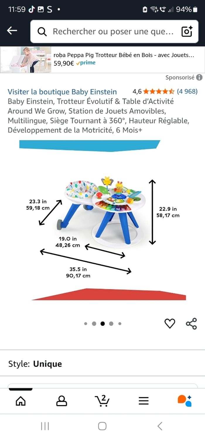 Trotteur évolutif & table d'activité - photo numéro 3