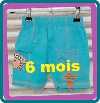 Short turquoise motif crabe Taille 6 mois