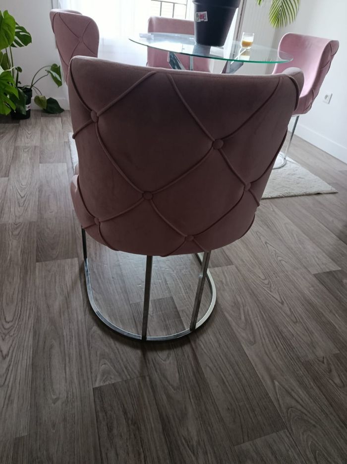 Chaise velour rose - photo numéro 3