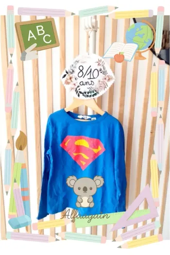 T-shirt manches longues superman 8/10ans h&m mixte