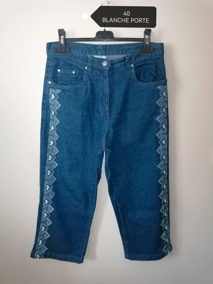 Pantacourt jambe large 40 Blanche Porte