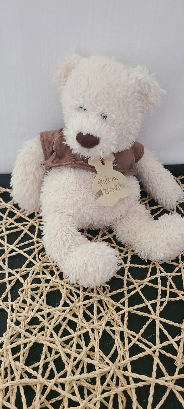 Doudou Peluche Histoire D'ours Ecru Tee Shirt Marron - photo numéro 2
