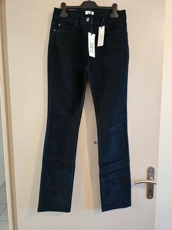 Pantalon marine velours côtelé Caroll Taille 38