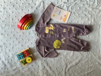 pyjama grenouillère en veloours violet mixte ouverture devant 3 mois in extenso