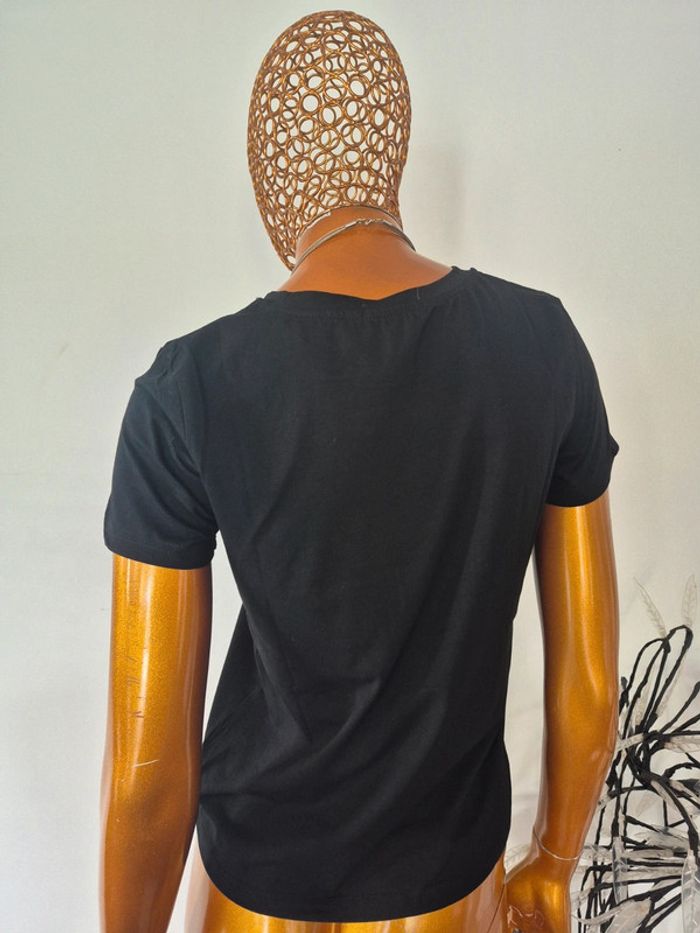 Tee-shirt Noir Manches Courtes Femme Taille M/38 - photo numéro 2