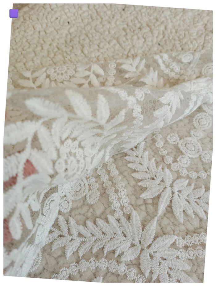 Veste kimono dentelle blanche transparente – boho chic, festival - photo numéro 3