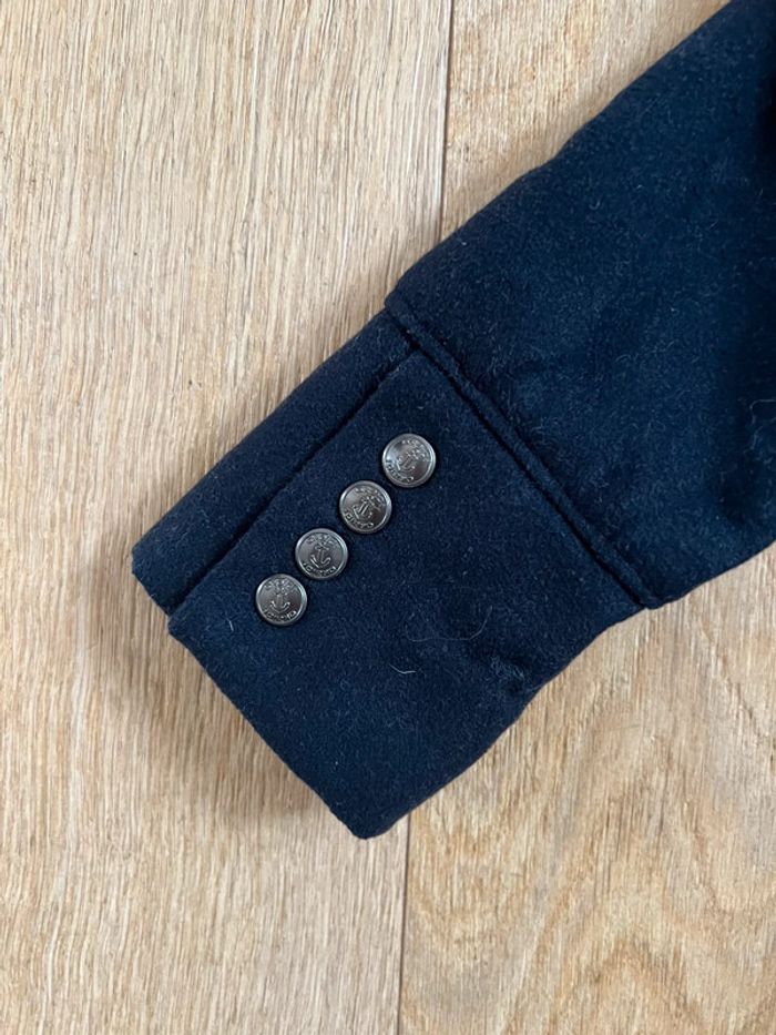Manteau chaud fourrure fille okaidi bleu marine 3 ans très bon état - photo numéro 3