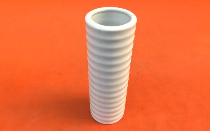 Vase " Groove " Céramique blanche émaillée - photo numéro 5