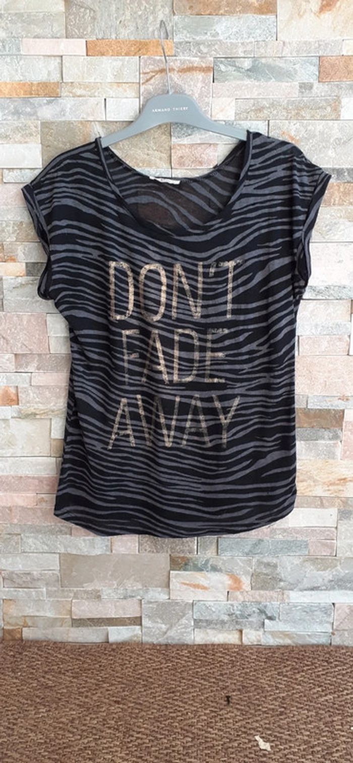 Haut blouse tee-shirt noir gris doré T 38