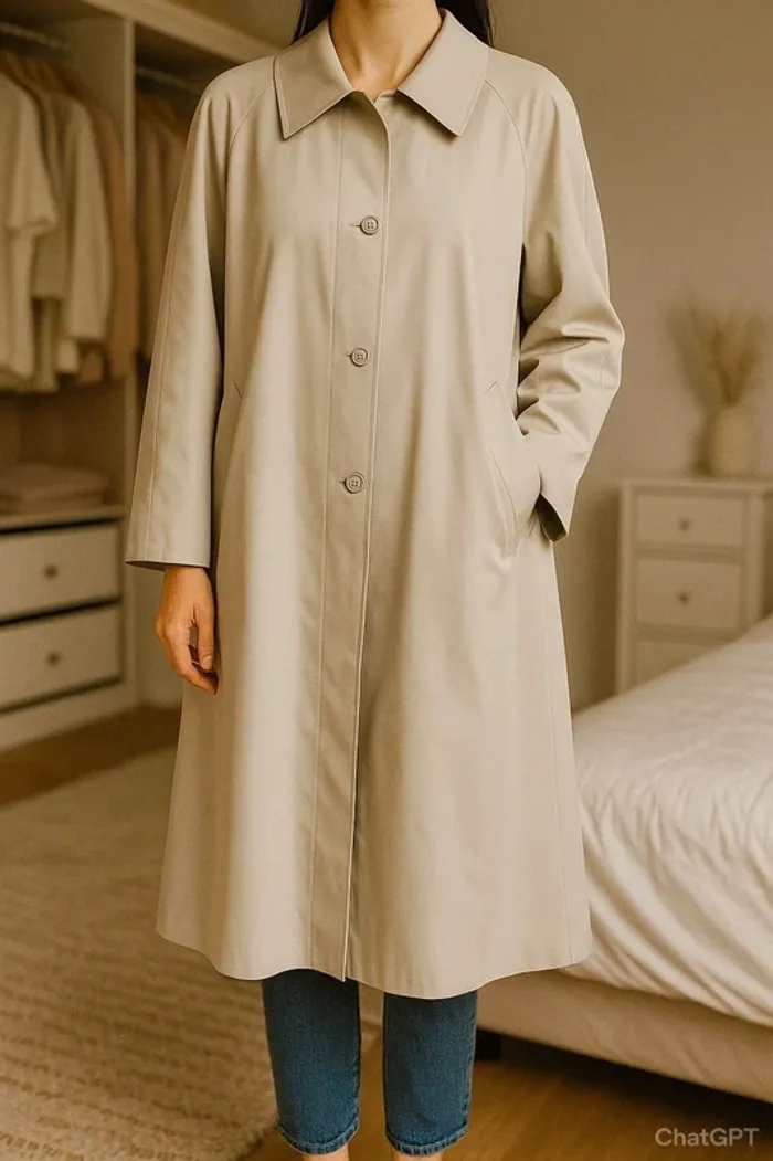 Gabardine Trench-coat beige 56 épaules raglan Made in France