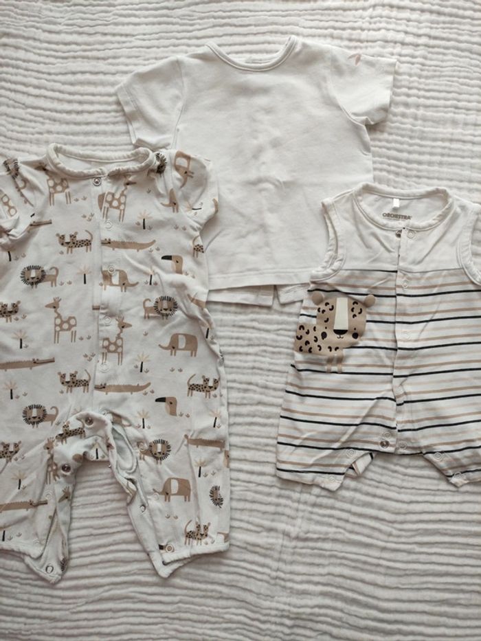 Ensemble bébé mixte 1 mois et 3 mois Safari