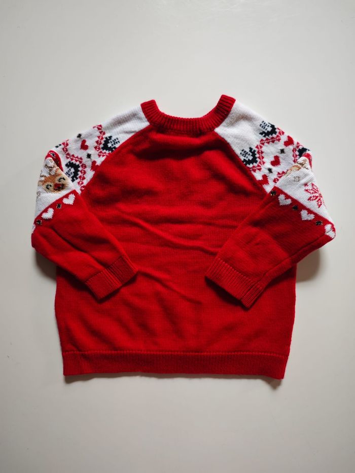 Pull Jacquard Rouge Noël Mes petits Cailloux 12 mois - photo numéro 4