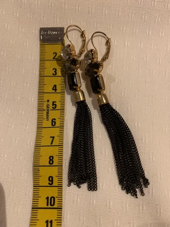 Boucles d’oreilles noires et dorées - photo numéro 3