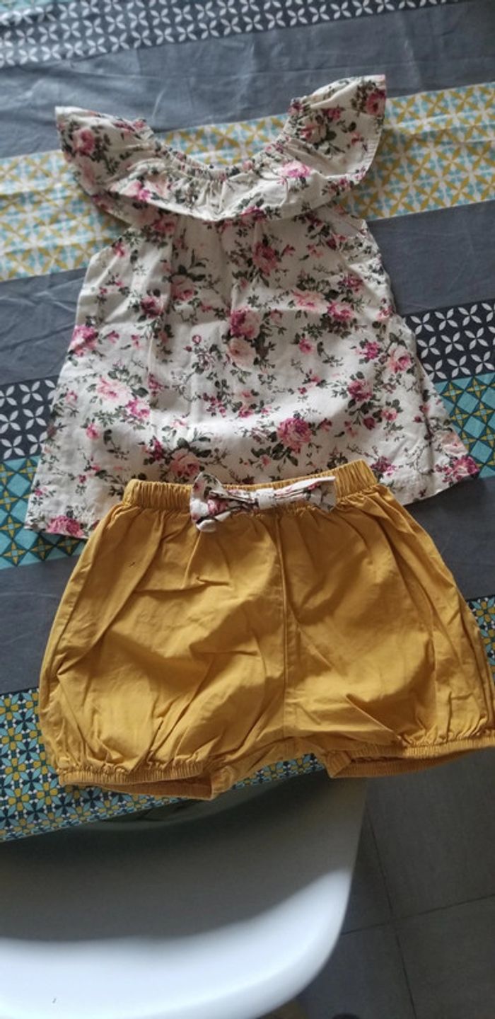 Ensemble bloomer et gaut fleuri 18 mois