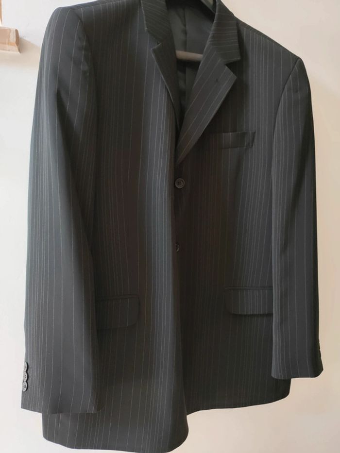 Costume deux pièces noir rayé homme taille 58 veste pantalon à pince 50 WEIL neuf - photo numéro 9