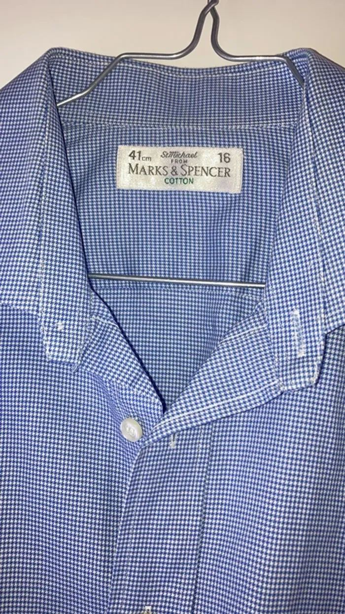 Chemise homme manches longues blanche imprimée vichy bleu L Marks & Spencer - photo numéro 2