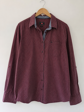 Chemise Lee Cooper homme taille L – carreaux bordeaux manches longues
