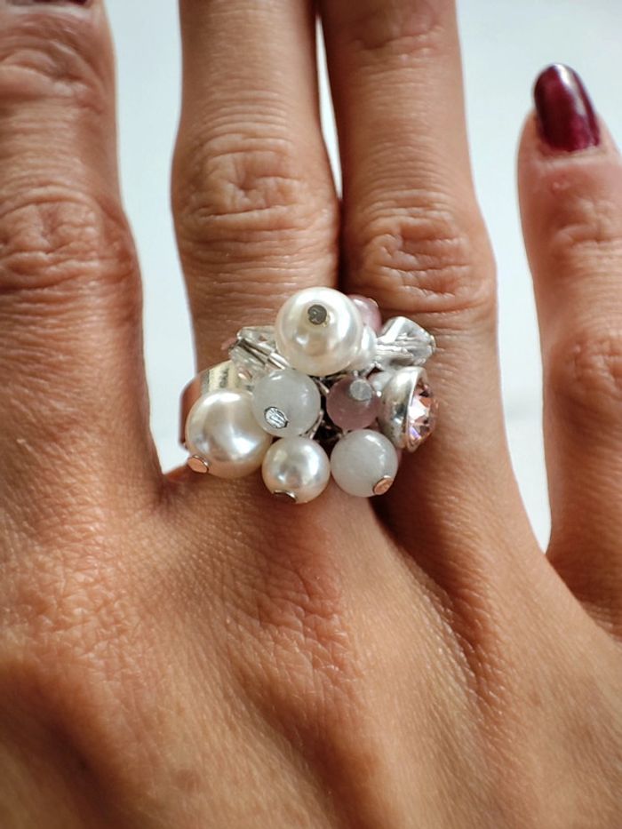 Bague rose et argent