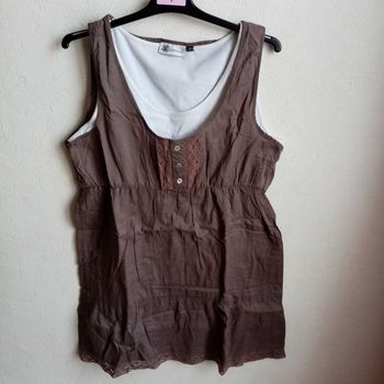 Tunique beige et blanche Femme 🌼