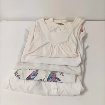 Lot 5 hauts femme blancs T 40 L – Esprit, Damart, Ycoo, In Extenso, mix manches LOT006
