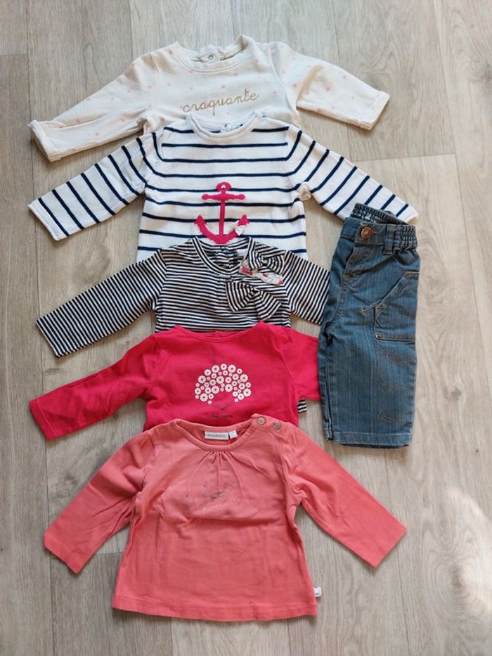 Lot bébé fille 6M 5 hauts et 1 jean (Noukies, Absorba, TAO etc)