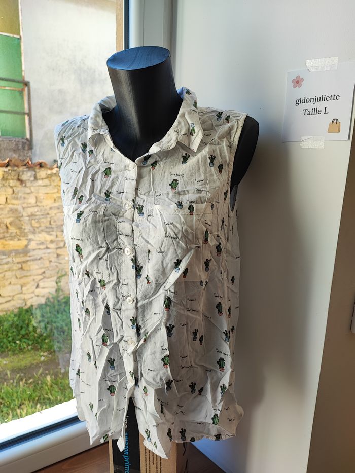 23 – Chemise sans manches imprimé cactus – Fraîche & funky 🌵 - photo numéro 2