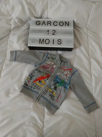Gilet zippée garçon 12 mois Pick Ouic