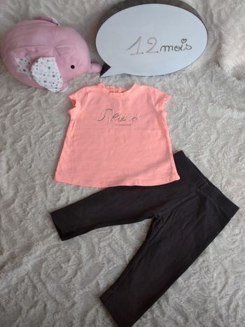 Ensemble (tee shirt manches courtes+legging) Fille 12 mois Rêves d'aventures Tao