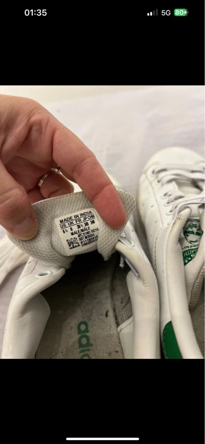 Basket adidas Stan smith blanc et vert taille 39 1/3 - photo numéro 8