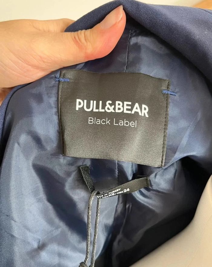 Veste de blazer courte bleu marine Pull and Bear - photo numéro 5