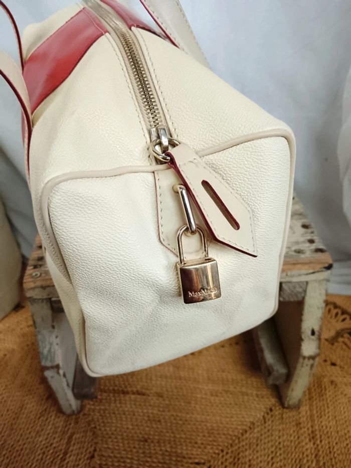 Max Mara | Sac à main cuir rouge et crème - photo numéro 4