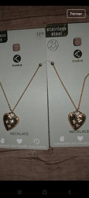 Lots colliers cœur en Acier Inoxydable doré