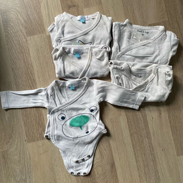 Lot de 5 bodies manches longues naissance