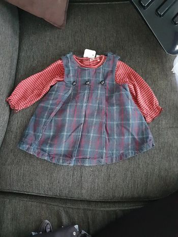 Robe a carreaux velours et haut manche longues 6 mois