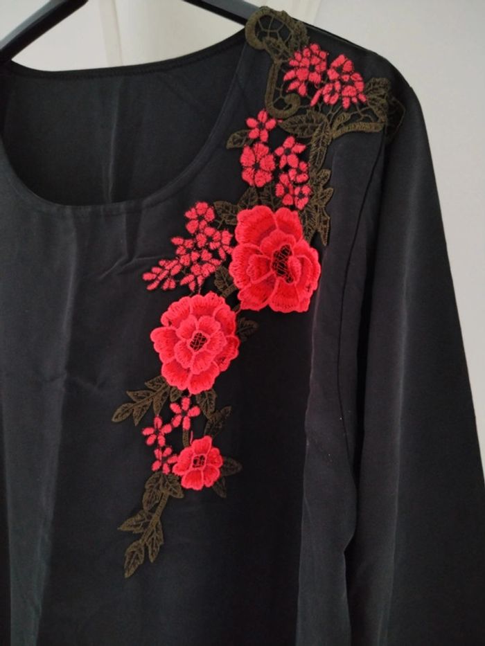 Robe abaya avec grand voile noire - photo numéro 3