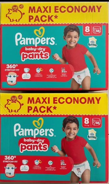 2 cartons de couches Pampers taille 8