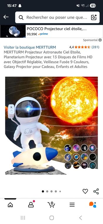 Veilleuse astronaute ciel etoile