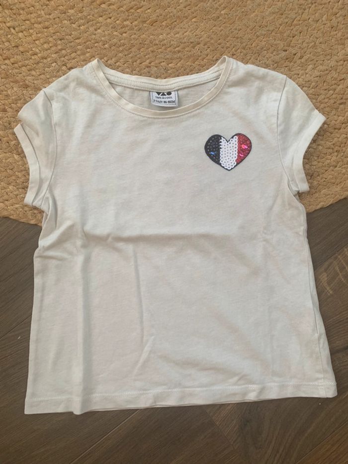 T-shirt MC blanc France foot 10 TAO tape a l’œil 2 3 ans - photo numéro 2