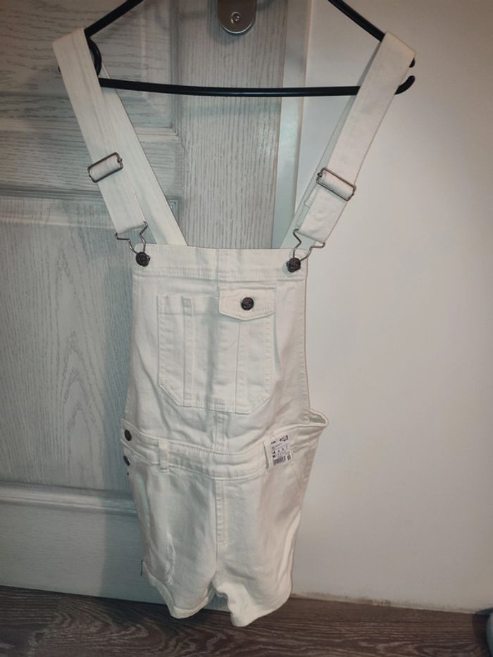 salopette short en jean blanche