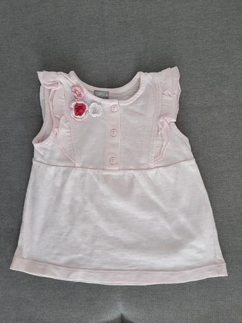 Polo manches volantées, évasé en bas, rose clair, 12 mois, L'enfant Do